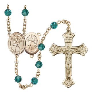 14 Karat Gold-Filled 6mm Austrian Crystal Saint Sebastian / Dance Rosary in Zircon