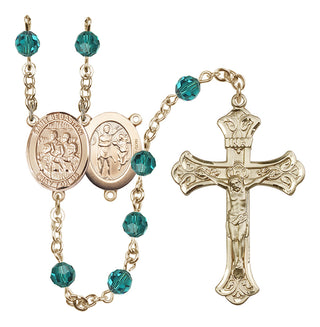 14 Karat Gold-Filled 6mm Austrian Crystal Saint Sebastian / Choir Rosary in Zircon