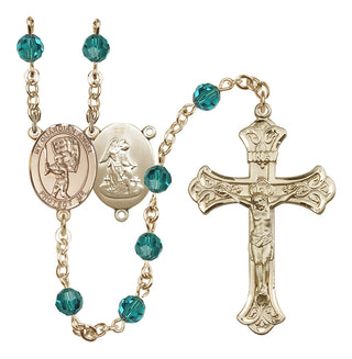 14 Karat Gold-Filled 6mm Austrian Crystal Guardian Angel/Baseball Rosary in Zircon