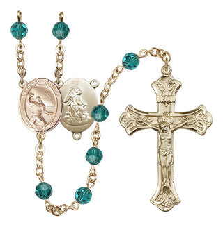14 Karat Gold-Filled 6mm Austrian Crystal Guardian Angel/Football Rosary in Zircon
