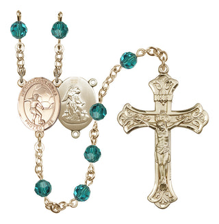 14 Karat Gold-Filled 6mm Austrian Crystal Guardian Angel/Soccer Rosary in Zircon