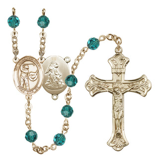 14 Karat Gold-Filled 6mm Austrian Crystal Guardian Angel/Golf Rosary in Zircon