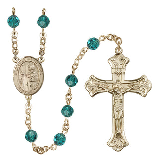 14 Karat Gold 6mm Austrian Crystal San Juan de la Cruz Rosary in Zircon