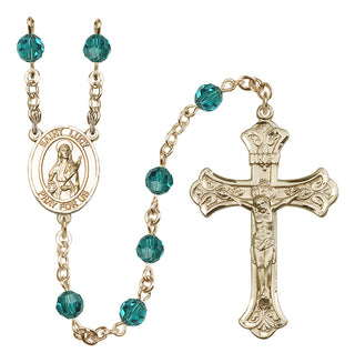 14 Karat Gold 6mm Austrian Crystal Saint Lucy Rosary in Zircon