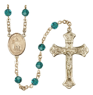 14 Karat Gold 6mm Austrian Crystal Saint Ephrem Rosary in Zircon