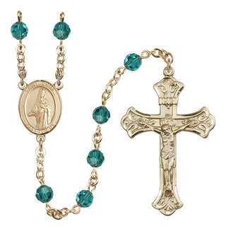14 Karat Gold 6mm Austrian Crystal Saint Emma Uffing Rosary in Zircon