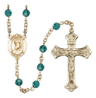 14 Karat Gold 6mm Austrian Crystal Pope Pius V Rosary in Zircon