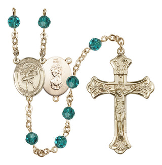 14 Karat Gold 6mm Austrian Crystal Saint Christopher/Dance Rosary in Zircon