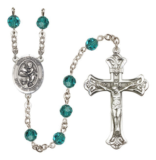 Sterling Silver 6mm Austrian Crystal San Antonio Rosary in Zircon