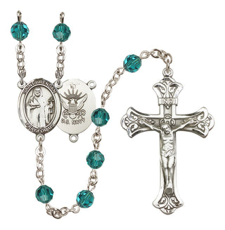 Sterling Silver 6mm Saint Brendan the Navigator/Navy Rosary