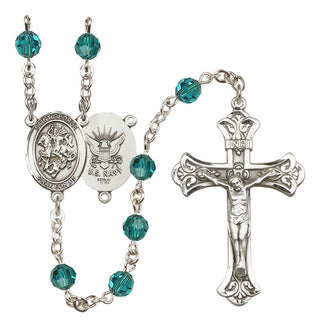 Sterling Silver 6mm Saint George / Navy Rosary
