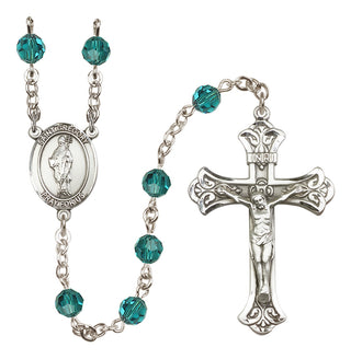 Sterling Silver 6mm Austrian Crystal Saint Gregory the Great Rosary in Zircon
