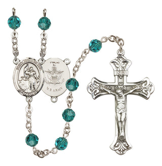 Sterling Silver 6mm Austrian Crystal Saint Joan of Arc / Army Rosary in Zircon