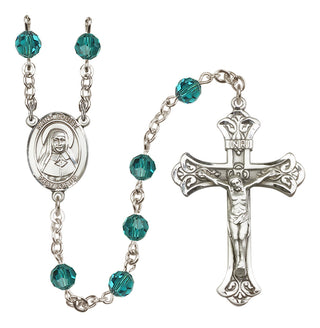 Sterling Silver 6mm Austrian Crystal Saint Louise de Marillac Rosary in Zircon