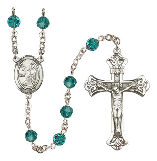 Sterling Silver 6mm Austrian Crystal Saint Luke the Apostle Rosary in Zircon