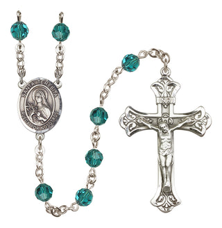 Sterling Silver 6mm Austrian Crystal Santa Teresita Rosary in Zircon
