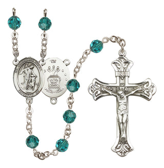 Sterling Silver 6mm Austrian Crystal Guardian Angel / Air Force Rosary in Zircon