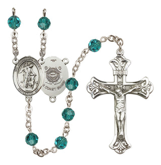Sterling Silver 6mm Austrian Crystal Guardian Angel/Coast Guard Rosary in Zircon