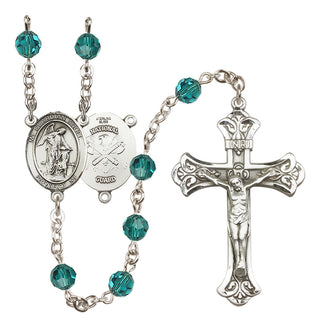 Sterling Silver 6mm Austrian Crystal Guardian Angel / Nat'l Guard Rosary in Zircon