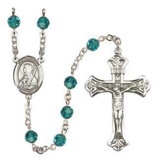 Sterling Silver 6mm Austrian Crystal Saint Brigid of Ireland Rosary in Zircon