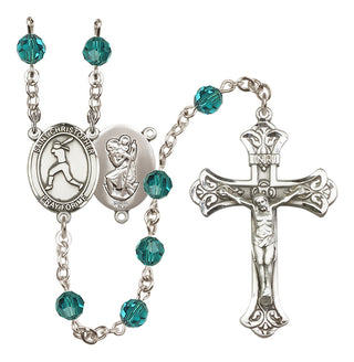 Sterling Silver 6mm Saint Christopher/Softball  Engraved Catholic Rosaries