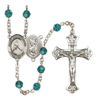 Sterling Silver 6mm Saint Christopher/Ice Hockey Rosary