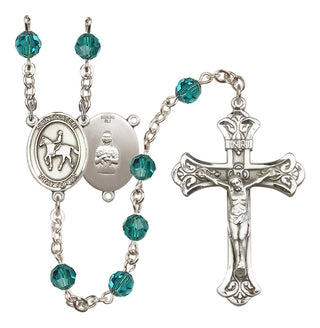Sterling Silver 6mm Austrian Crystal Saint Kateri/Equestrian Rosary in Zircon