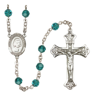 Sterling Silver 6mm Austrian Crystal Saint John Baptist de la Salle Rosary in Zircon