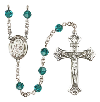 Sterling Silver 6mm Austrian Crystal Saint Athanasius Rosary in Zircon