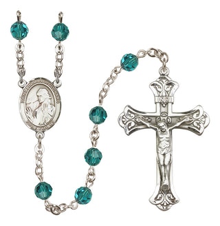 Sterling Silver 6mm Austrian Crystal Saint Finnian of Clonard Rosary in Zircon