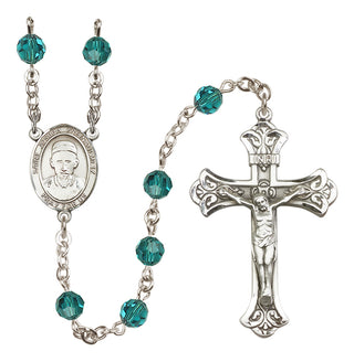 Sterling Silver 6mm Austrian Crystal Saint Joseph Freinademetz Rosary in Zircon