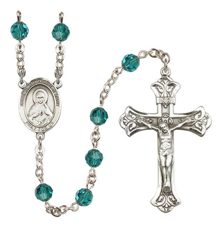 Sterling Silver 6mm Austrian Crystal Immaculate Heart of Mary Rosary in Zircon