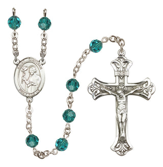 Sterling Silver 6mm Austrian Crystal Saint Dunstan Rosary in Zircon