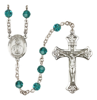 Sterling Silver 6mm Austrian Crystal Saint Peter Chanel Rosary in Zircon