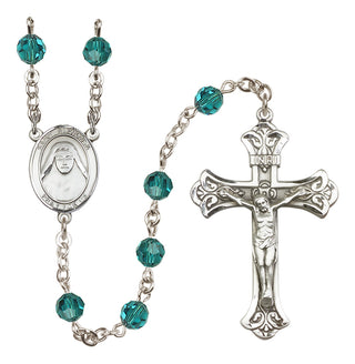 Sterling Silver 6mm Austrian Crystal Saint Alphonsa of India Rosary in Zircon