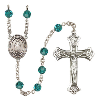 Sterling Silver 6mm Austrian Crystal Our Lady of Good Help Rosary in Zircon