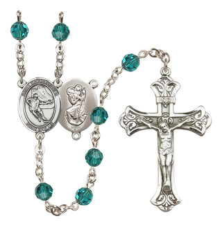Sterling Silver 6mm Saint Christopher/Hockey Rosary