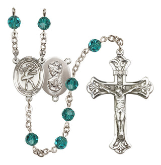 Sterling Silver 6mm Austrian Crystal Saint Christopher/Dance Rosary in Zircon