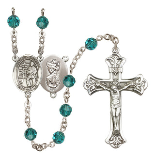 Sterling Silver 6mm Austrian Crystal Saint Christopher / Karate Rosary in Zircon