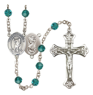 Sterling Silver 6mm Austrian Crystal Saint Christopher/Lacrosse Rosary in Zircon
