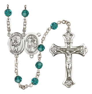 Sterling Silver 6mm Austrian Crystal Saint Sebastian / Baseball Rosary in Zircon