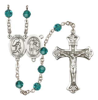 Sterling Silver 6mm Austrian Crystal Saint Sebastian /Track&Field-Men Rosary in Zircon