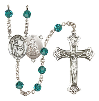 Sterling Silver 6mm Austrian Crystal Guardian Angel/Golf Rosary in Zircon