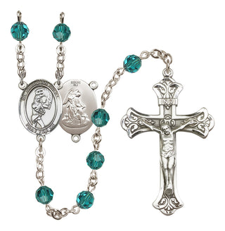 Sterling Silver 6mm Austrian Crystal Guardian Angel/Softball Rosary in Zircon