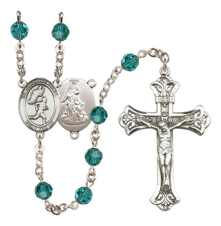 Sterling Silver 6mm Austrian Crystal Guardian Angel/Track&Field-Men Rosary in Zircon