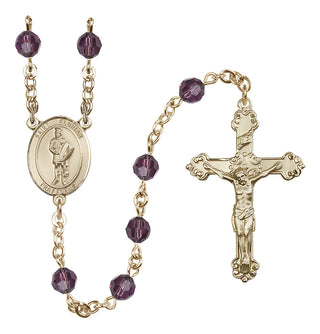 14 Karat Gold-Filled 6mm Austrian Crystal Saint Florian Rosary in Amethyst