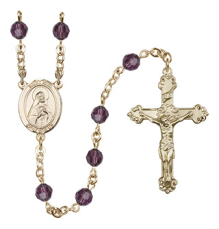 14 Karat Gold-Filled 6mm Austrian Crystal Saint Rita of Cascia Rosary in Amethyst