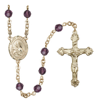 14 Karat Gold-Filled 6mm Austrian Crystal Santa Teresita Rosary in Amethyst