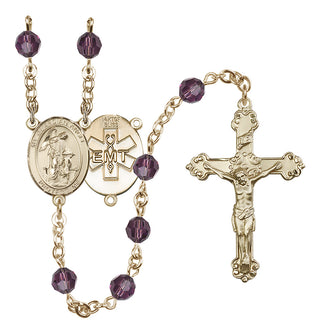 14 Karat Gold-Filled 6mm Austrian Crystal Guardian Angel / EMT Rosary in Amethyst