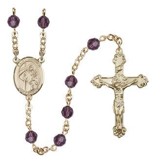 14 Karat Gold-Filled 6mm Austrian Crystal Saint Ursula Rosary in Amethyst